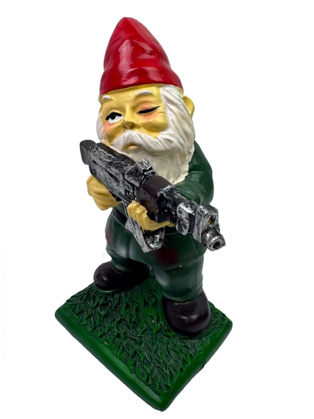 Standing Army Gnome Garden Statue With Gun Resin Ornament Decor 
( E 30)